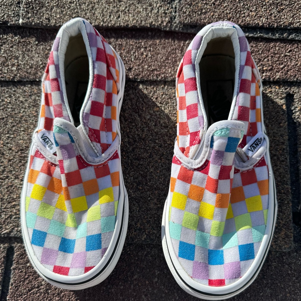 Girls Vans Checkered Rainbow Shoes